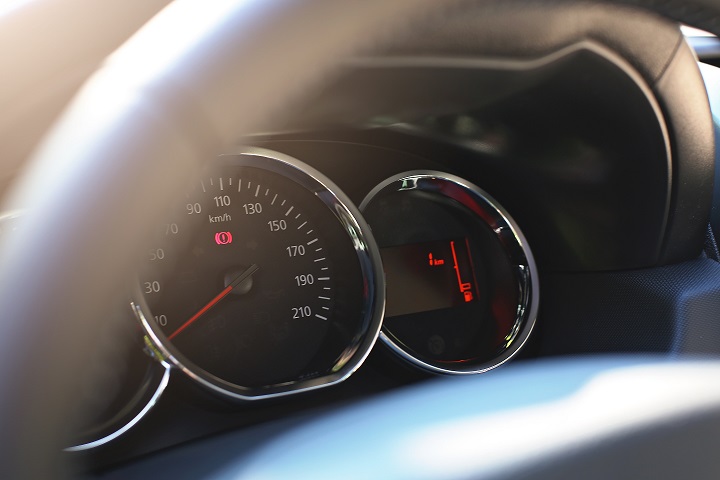 dashboard and speedometer of new car